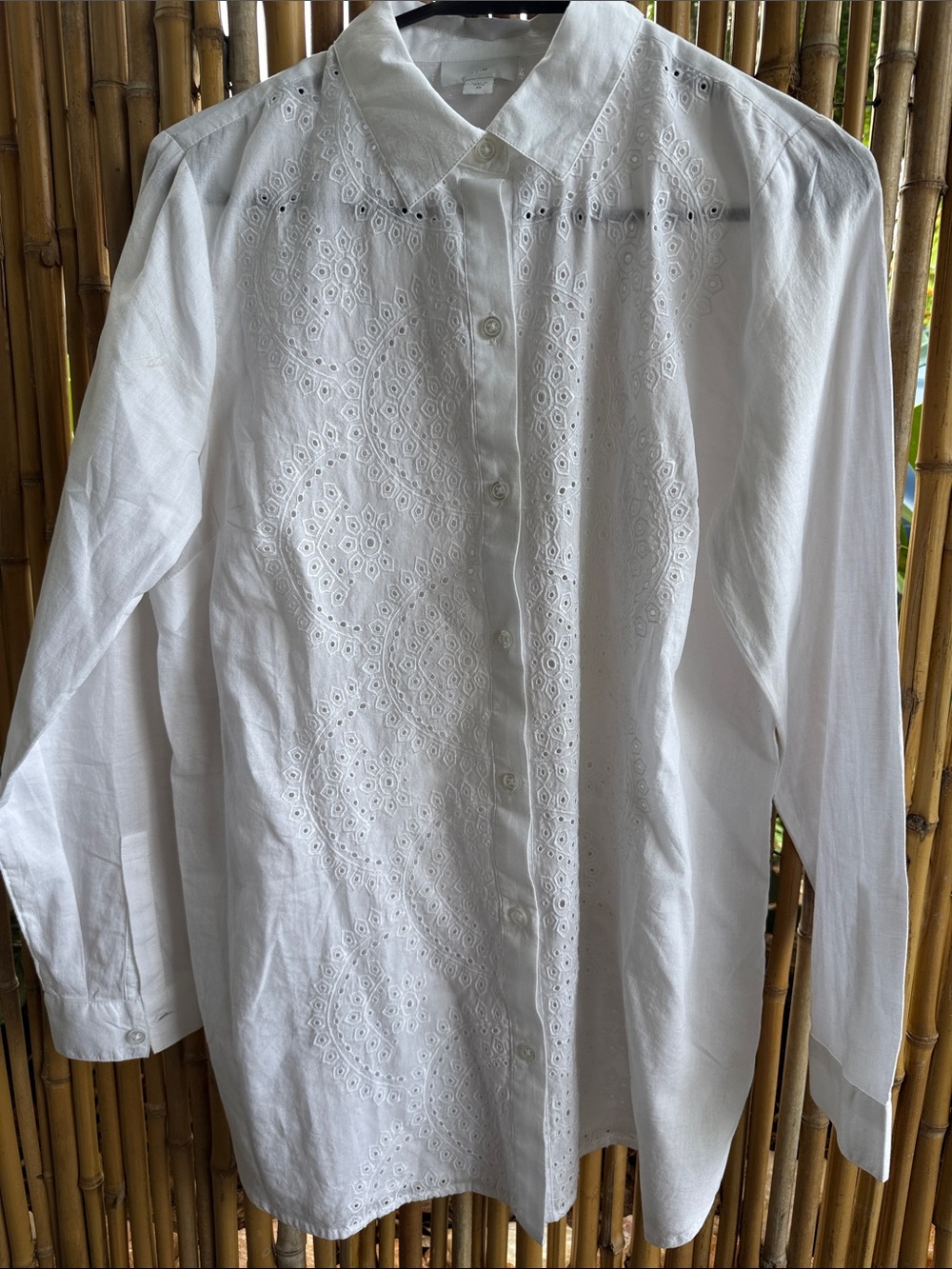 J. Jill White Eyelet Button-Down Shirt